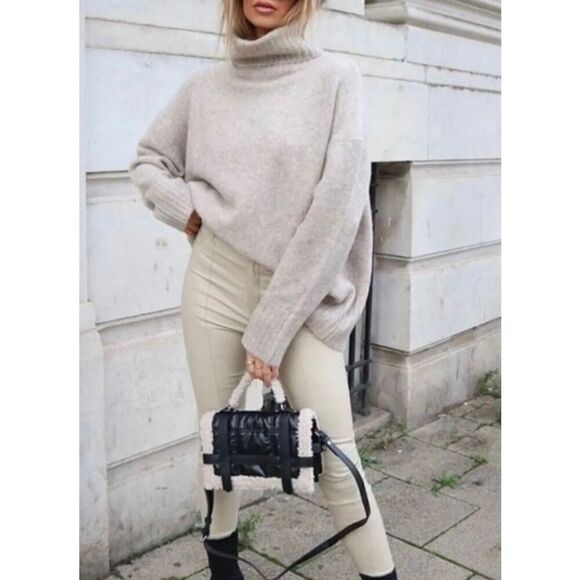 ZARA QUILTED CITY BAG Blogger’s Favourite Leather Sherpa - Picture 4 of 16